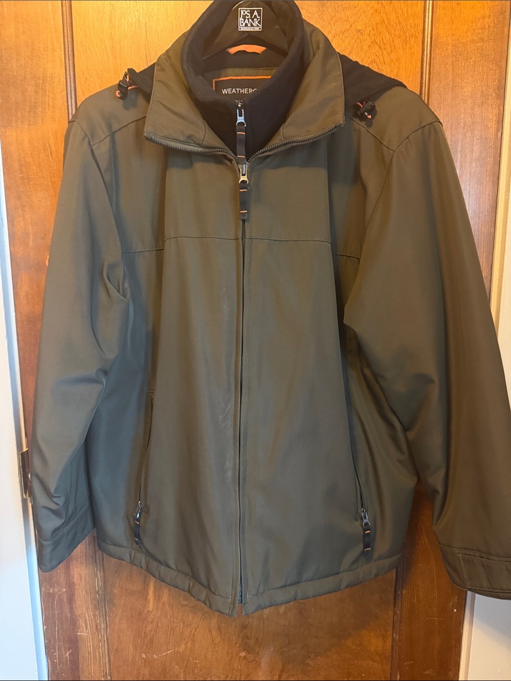 Weatherproof Men’s Olive Green Double Zip Coat with fleece lining